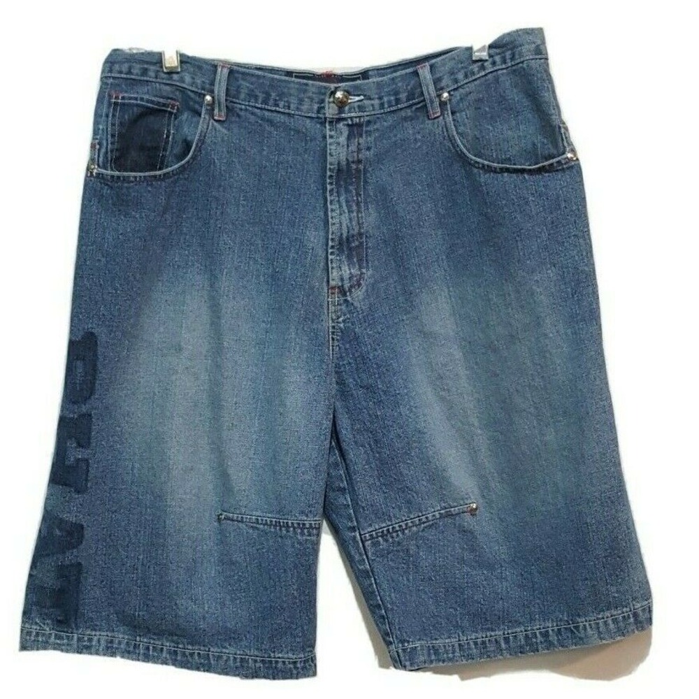 Phat Farm Denim Jean Shorts Mens Size 36 Hip Hop Baggy Y2K Pockets